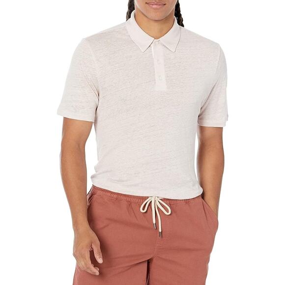 Vince Linen Short Sleeve Polo in Rosewater - Picture 5 of 11